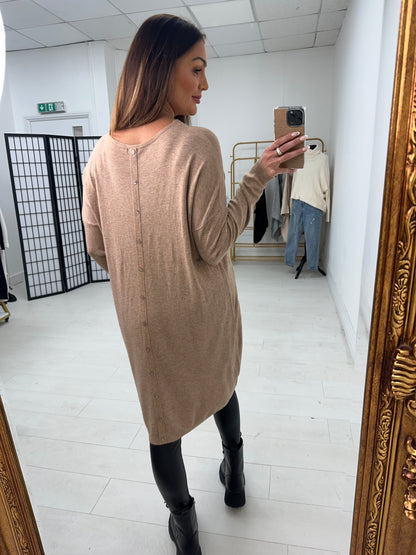 Ottie Plain Button Back Jumper Dress