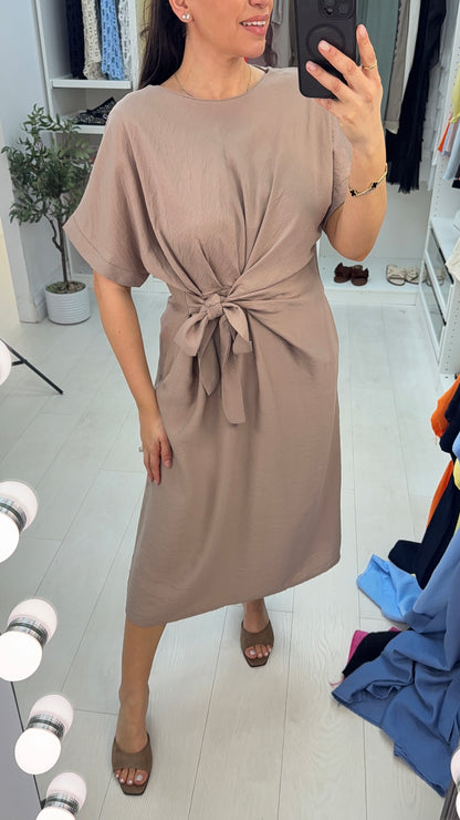 Wilde Plain Tie Side Midi Dress