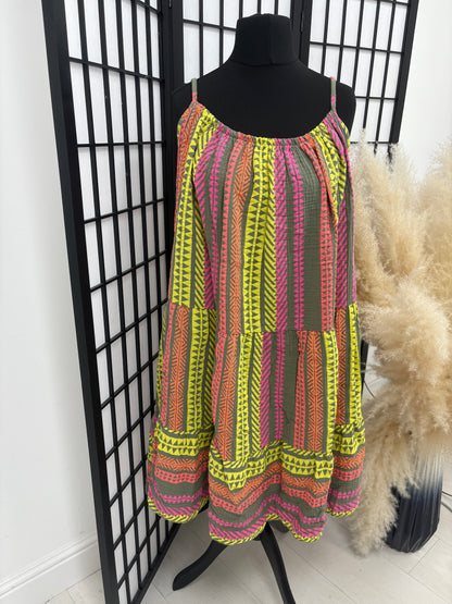 Denice Abstract Print Cheesecloth Midi Dress