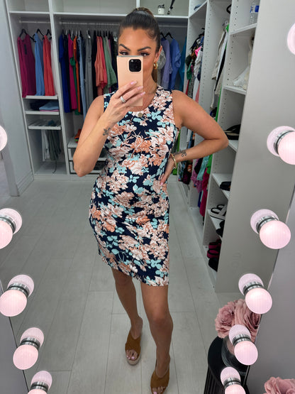 Bowers Navy Floral Print Shift Dress