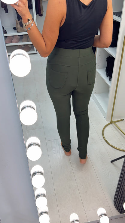 Hatty Khaki Super Stretch Scuba Leggings