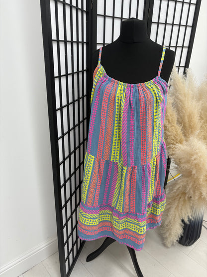 Denice Abstract Print Cheesecloth Midi Dress