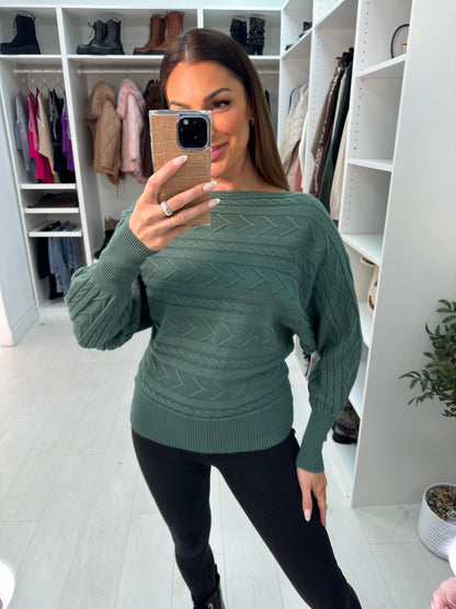 Cerise Textured Batwing Knitted Jumper