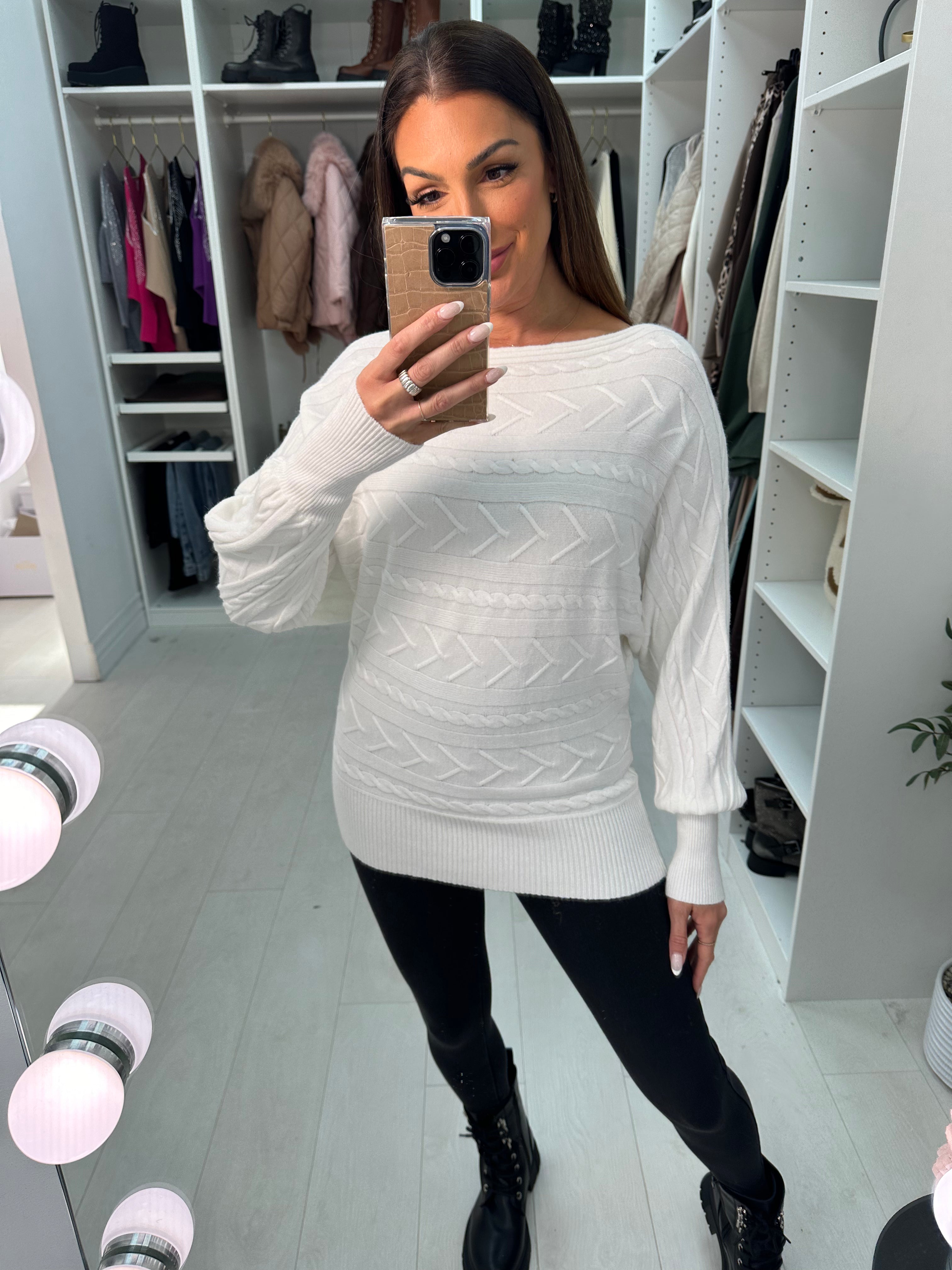 Cerise Textured Batwing Knitted Jumper