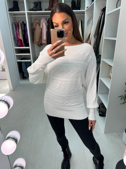 Cerise Textured Batwing Knitted Jumper