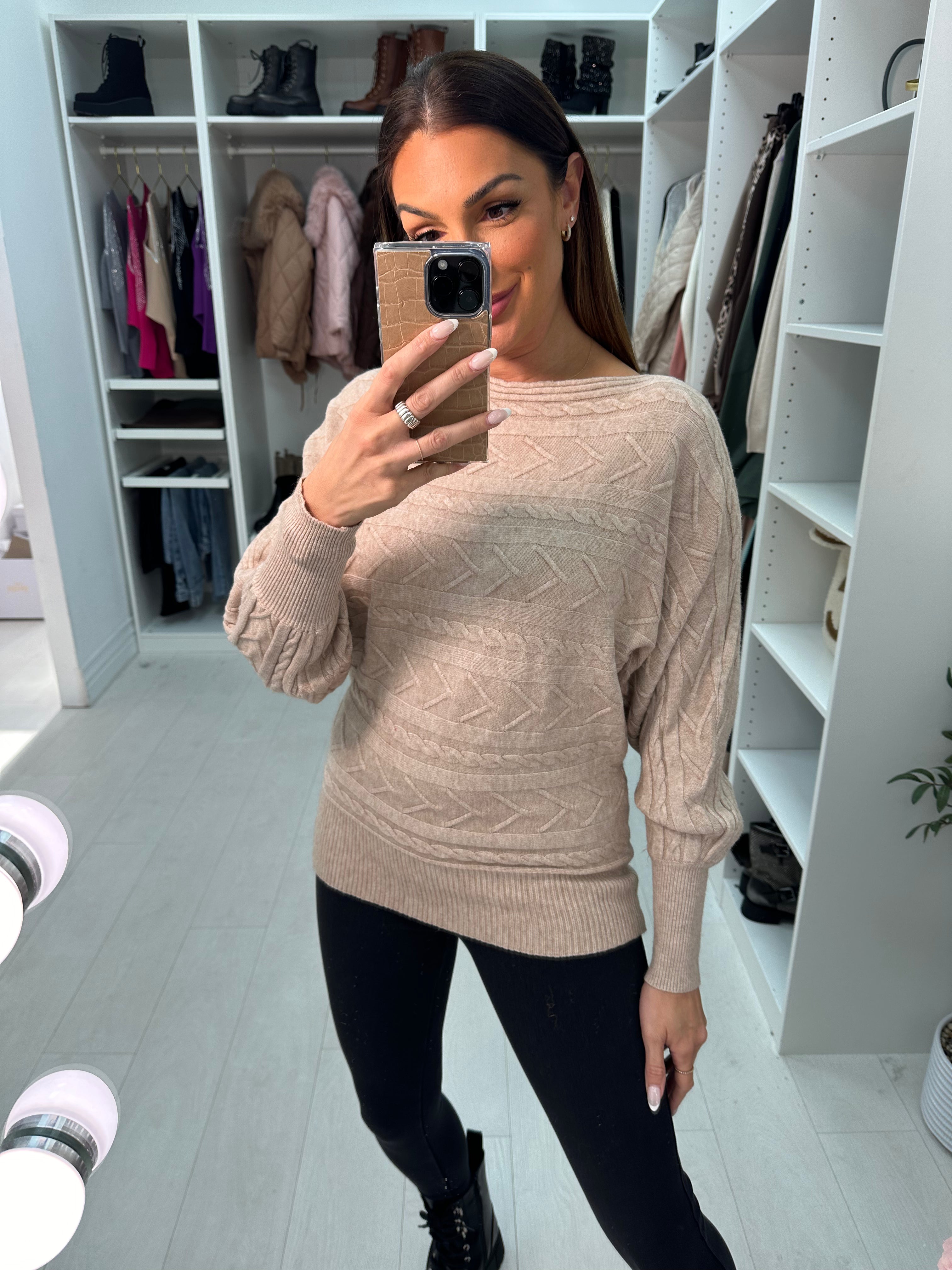 Cerise Textured Batwing Knitted Jumper