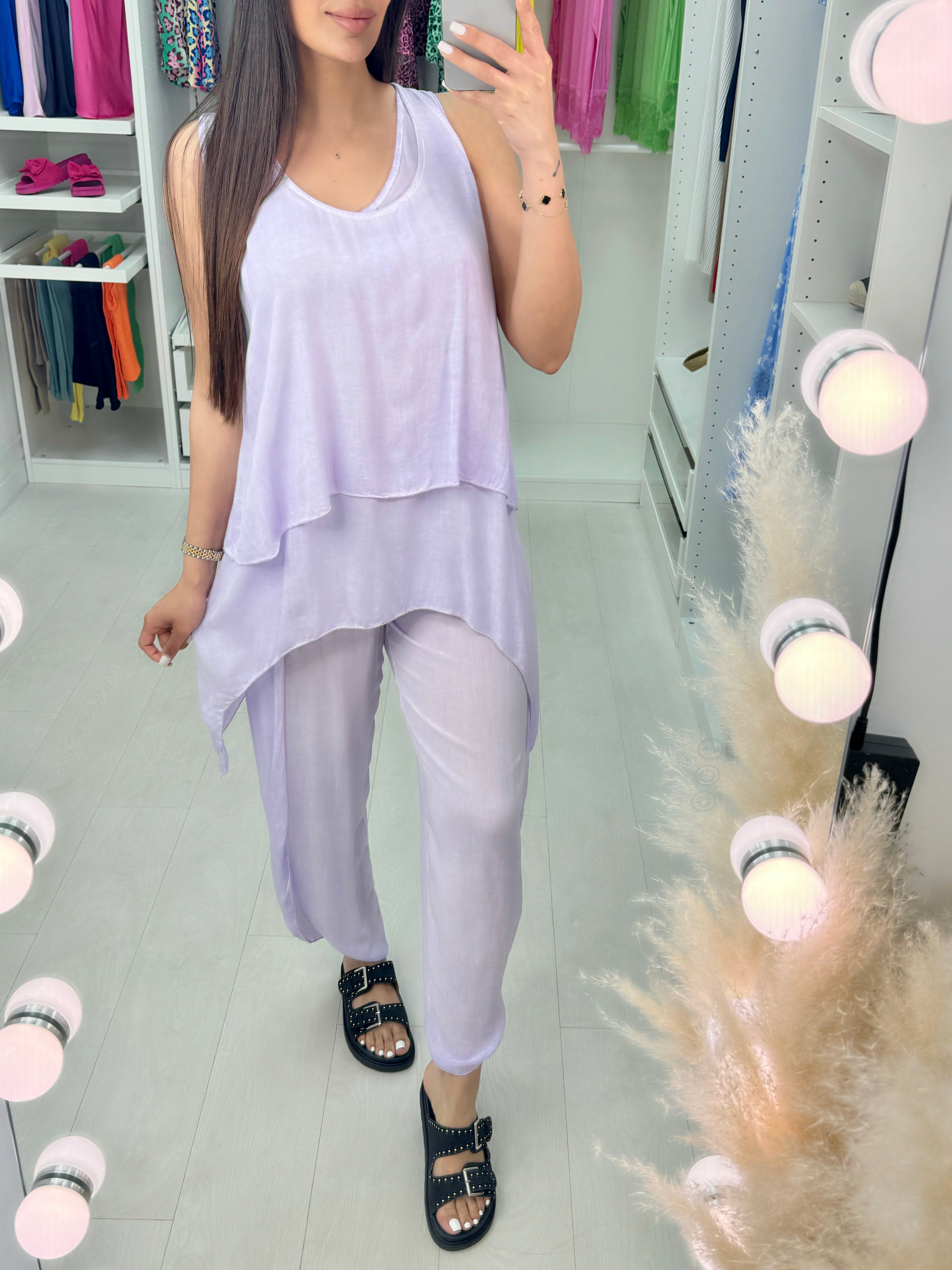 Aliyah Double Layer Top Split Leg Hareem Set