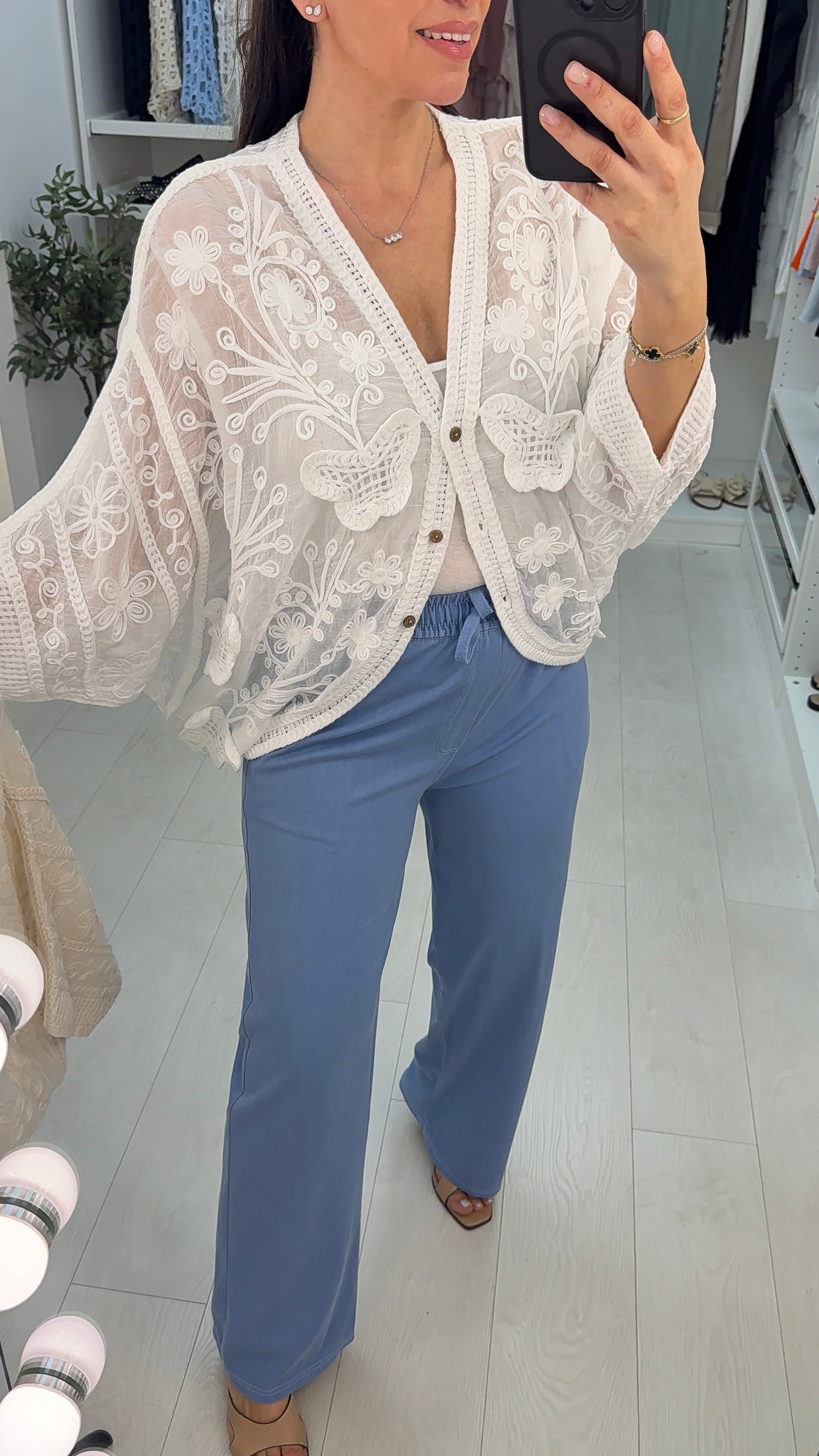 Avianna V Neck Embroidered Cardigan