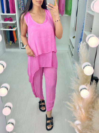 Aliyah Double Layer Top Split Leg Hareem Set