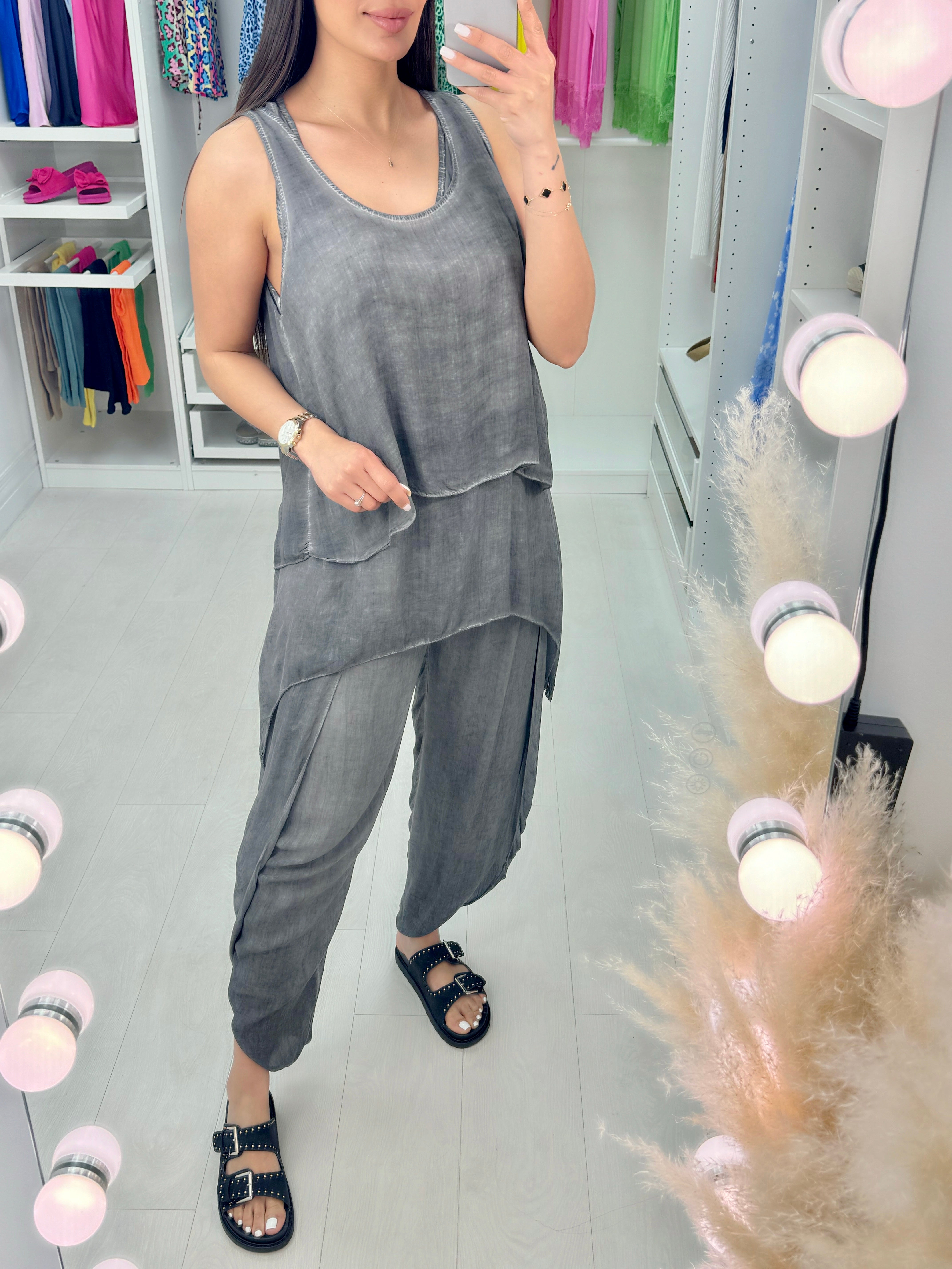 Aliyah Double Layer Top Split Leg Hareem Set