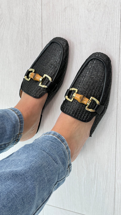 LeeLee Chain Loafer Leather Mules