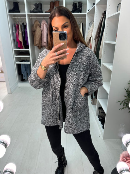 Judine Boucle Hooded Zip Jacket