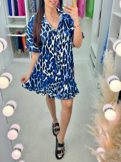 Esmera Animal Print Pleated Dress