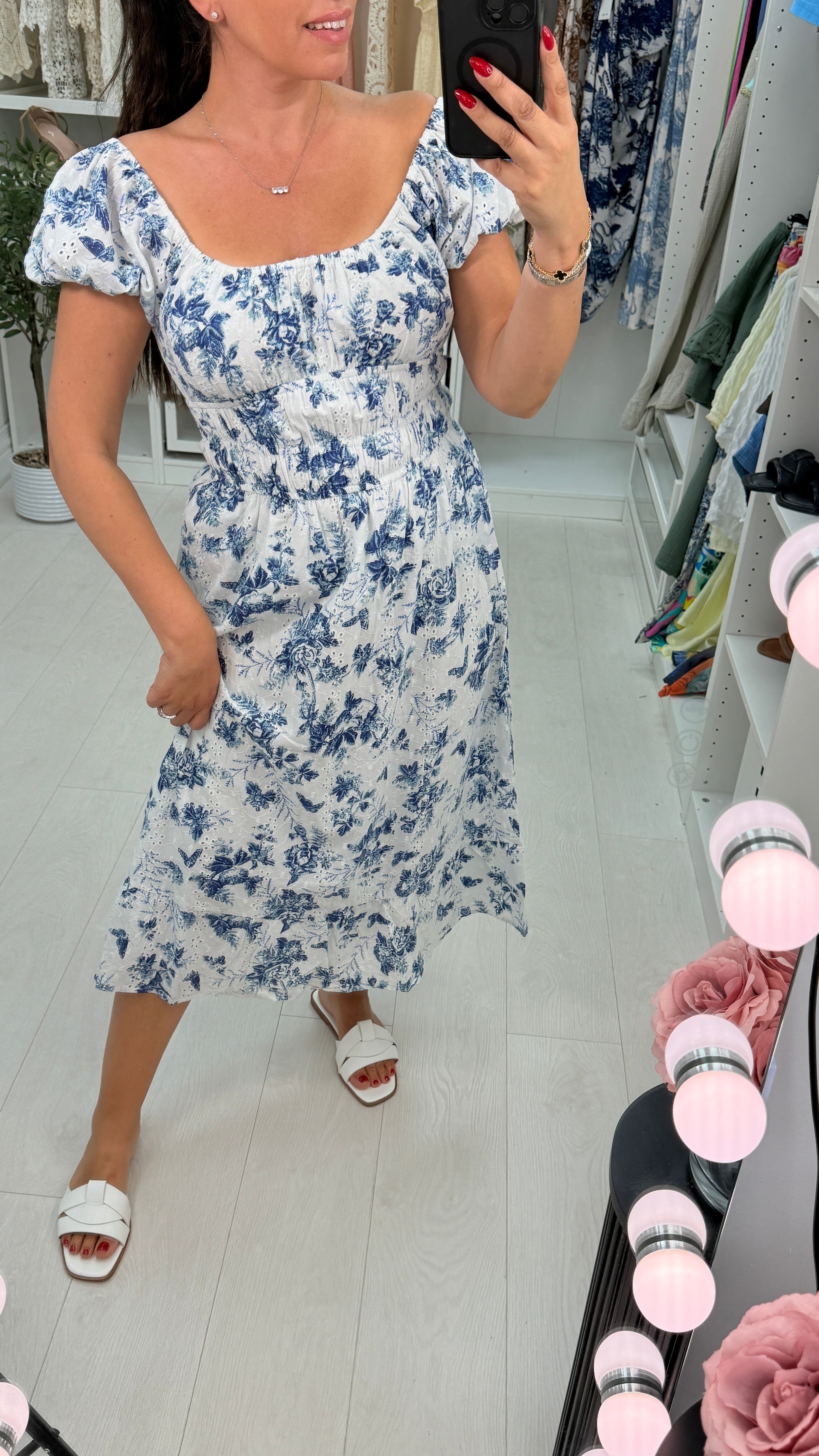 Tahlia Floral Print Embroidery Anglaise Dress