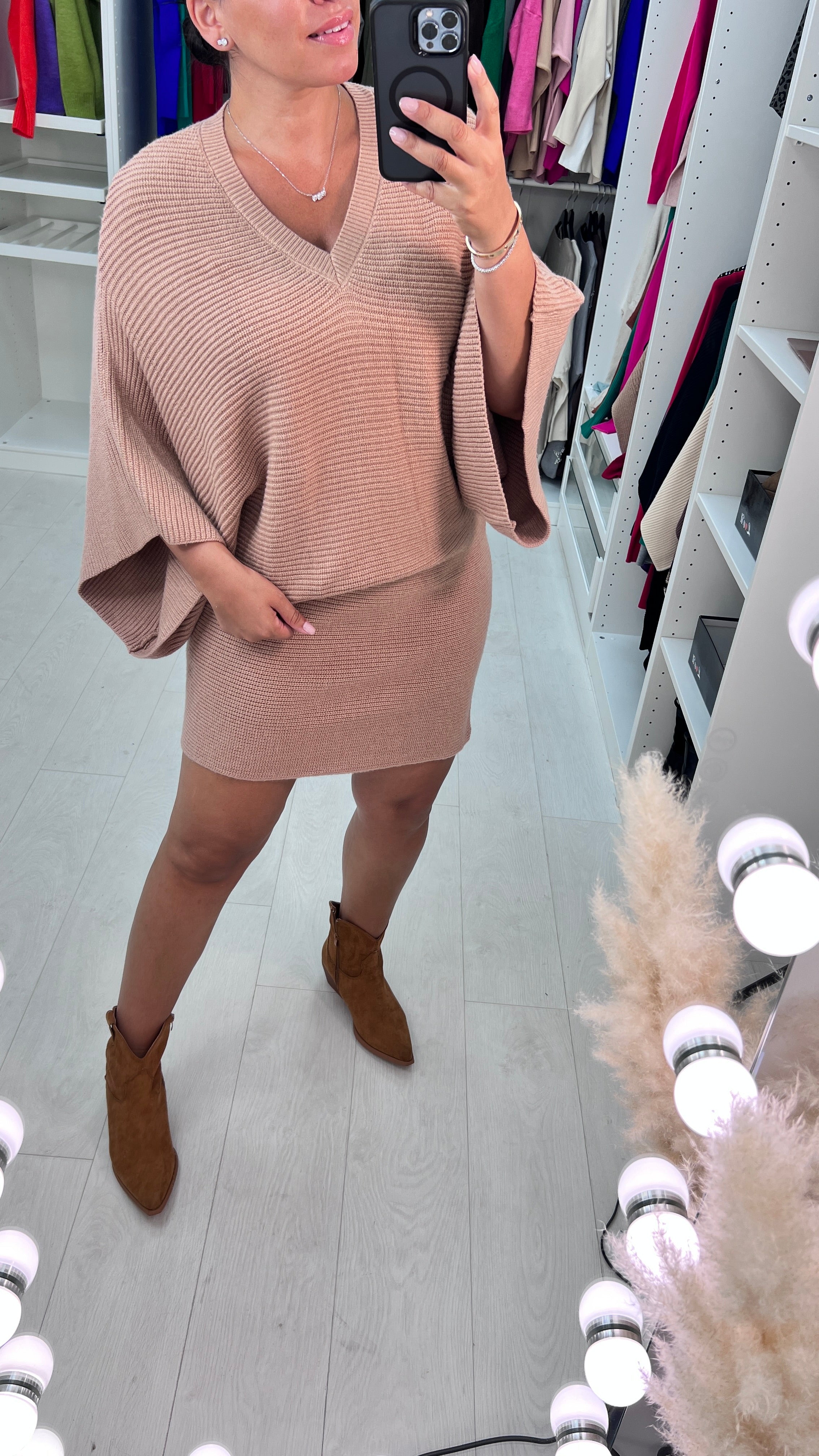 Doreta Ribbed V-Neck LongLine Jumper