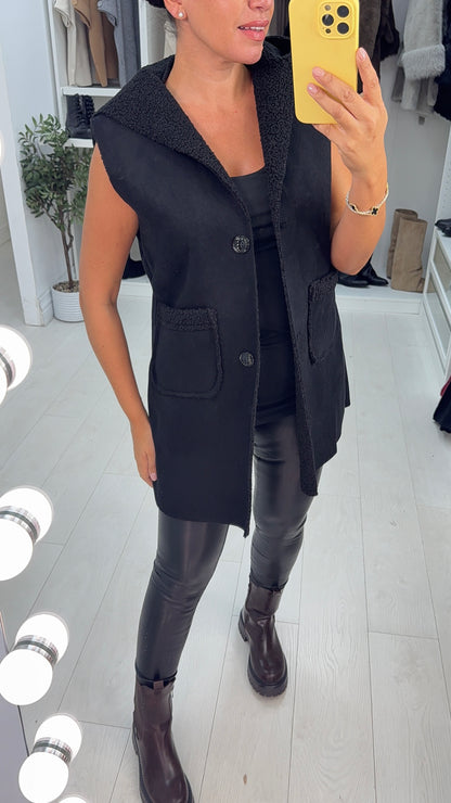 Freda Suede&Boucle Hooded Gilet