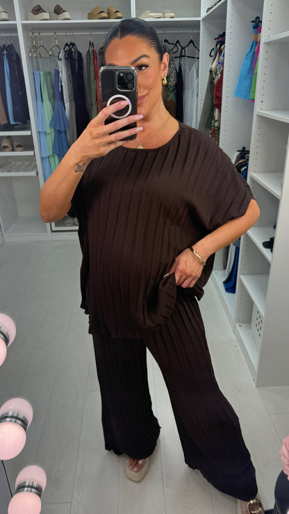 Reina Plain Pleated Loose Fit Co-Ord Set