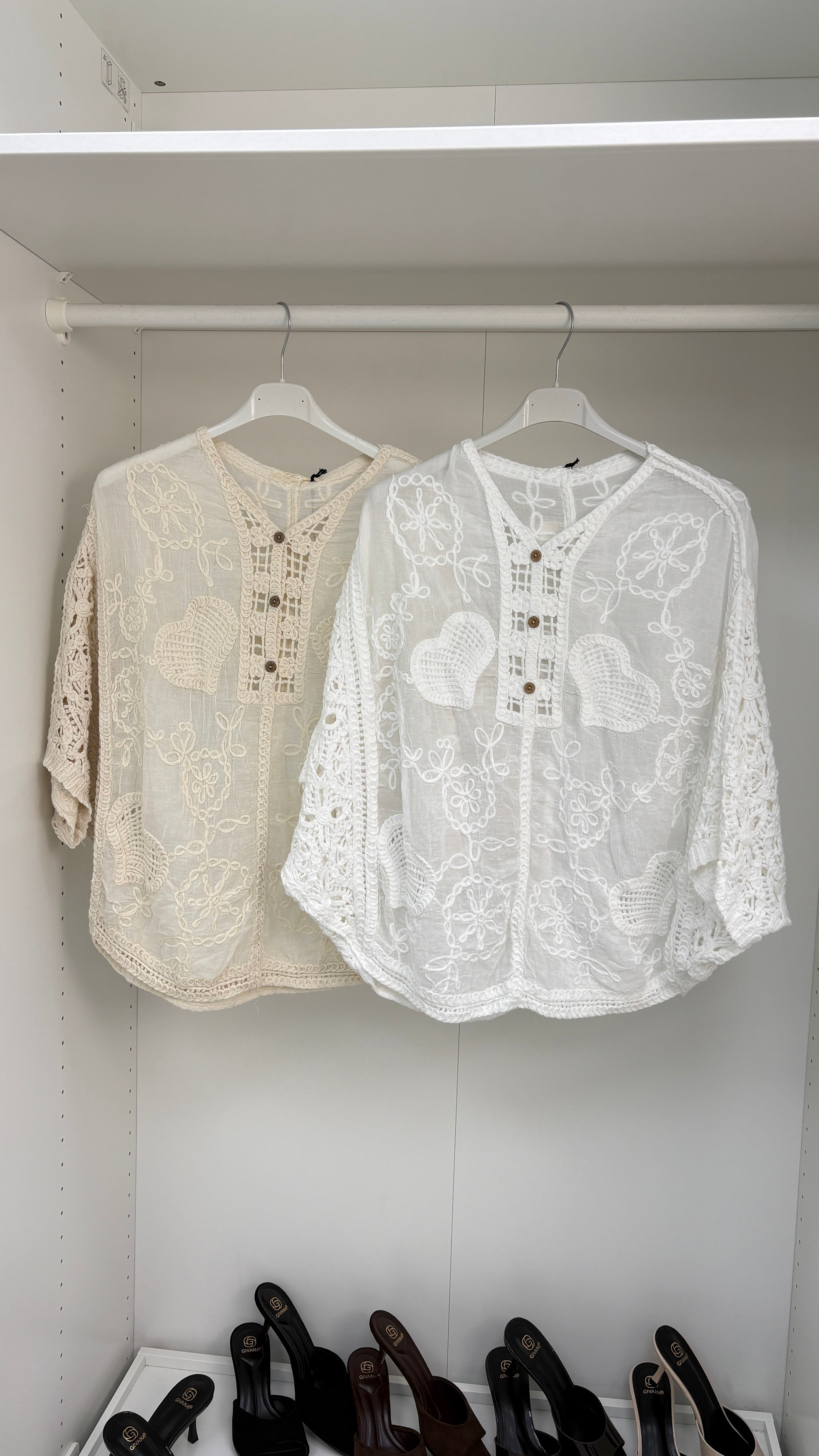 Billie V Neck Crochet Detailed Batwing Top