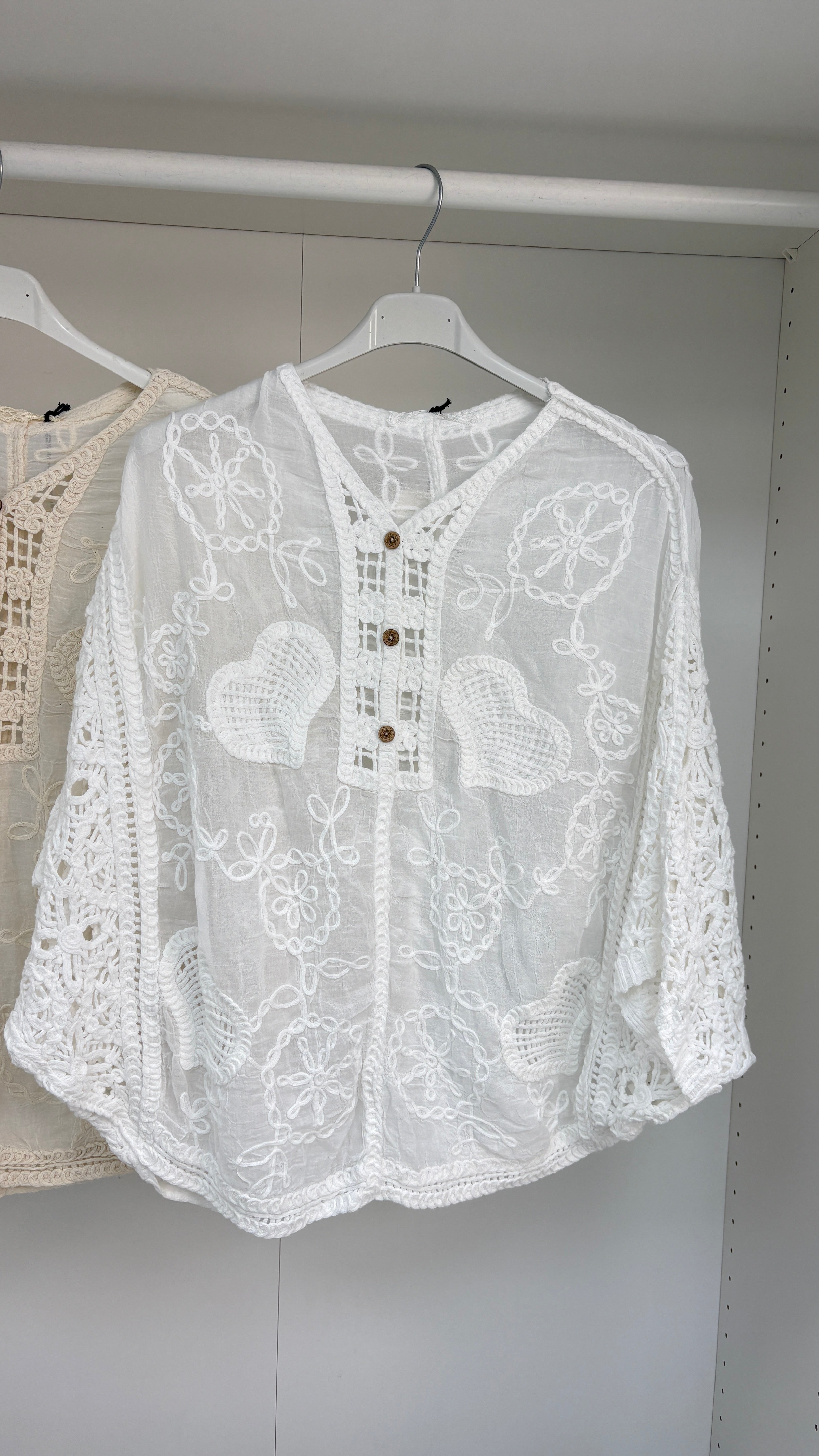 Billie V Neck Crochet Detailed Batwing Top