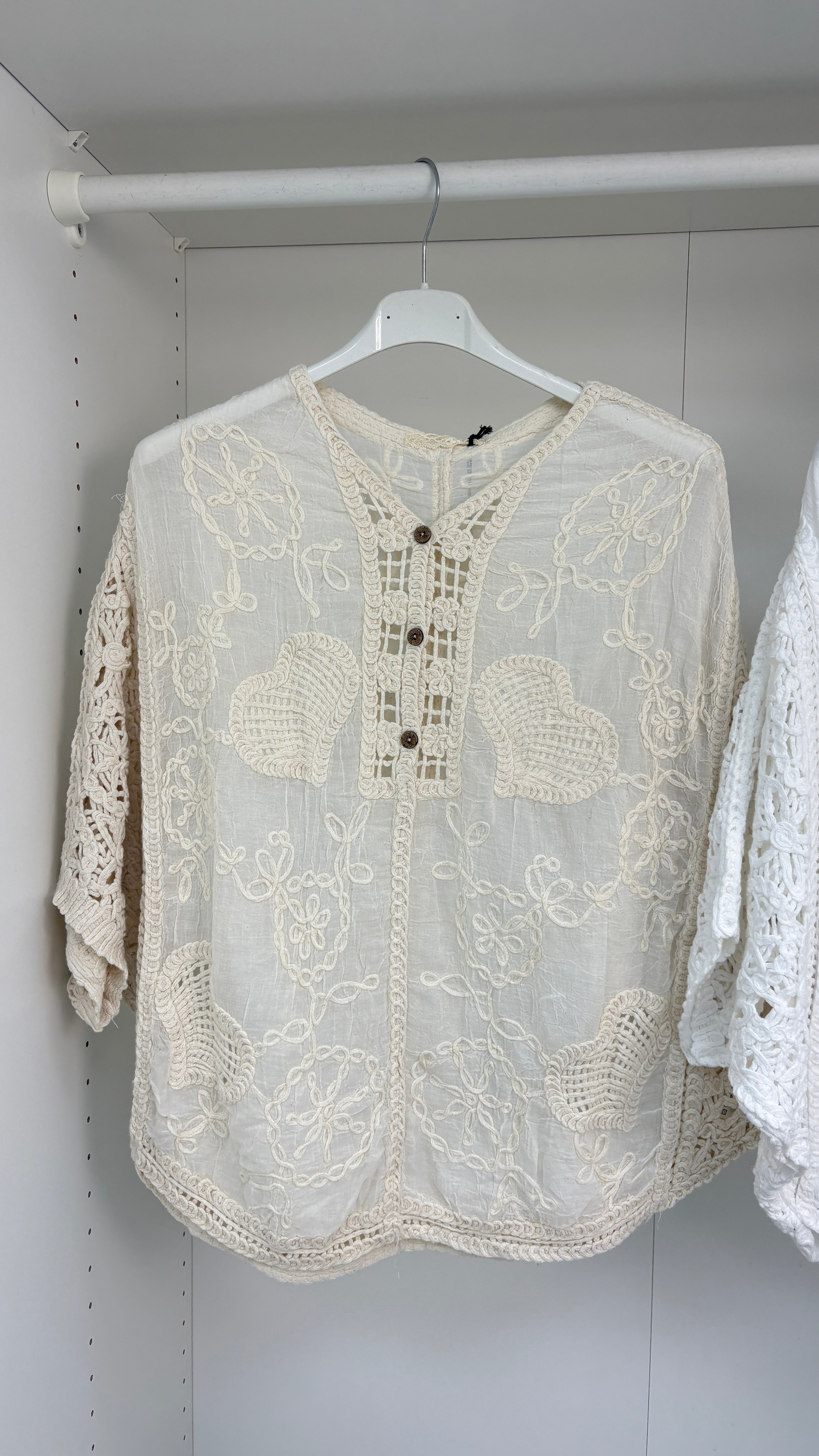 Billie V Neck Crochet Detailed Batwing Top