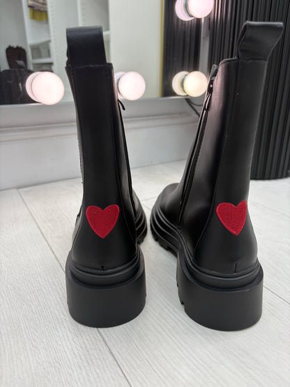 Felicity Faux Leather Heart Detailed Chelsea Boots