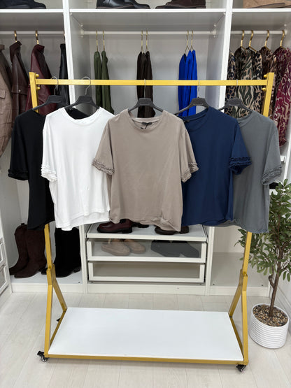 Imalda Plain Ruffle Detail Short Sleeve Top