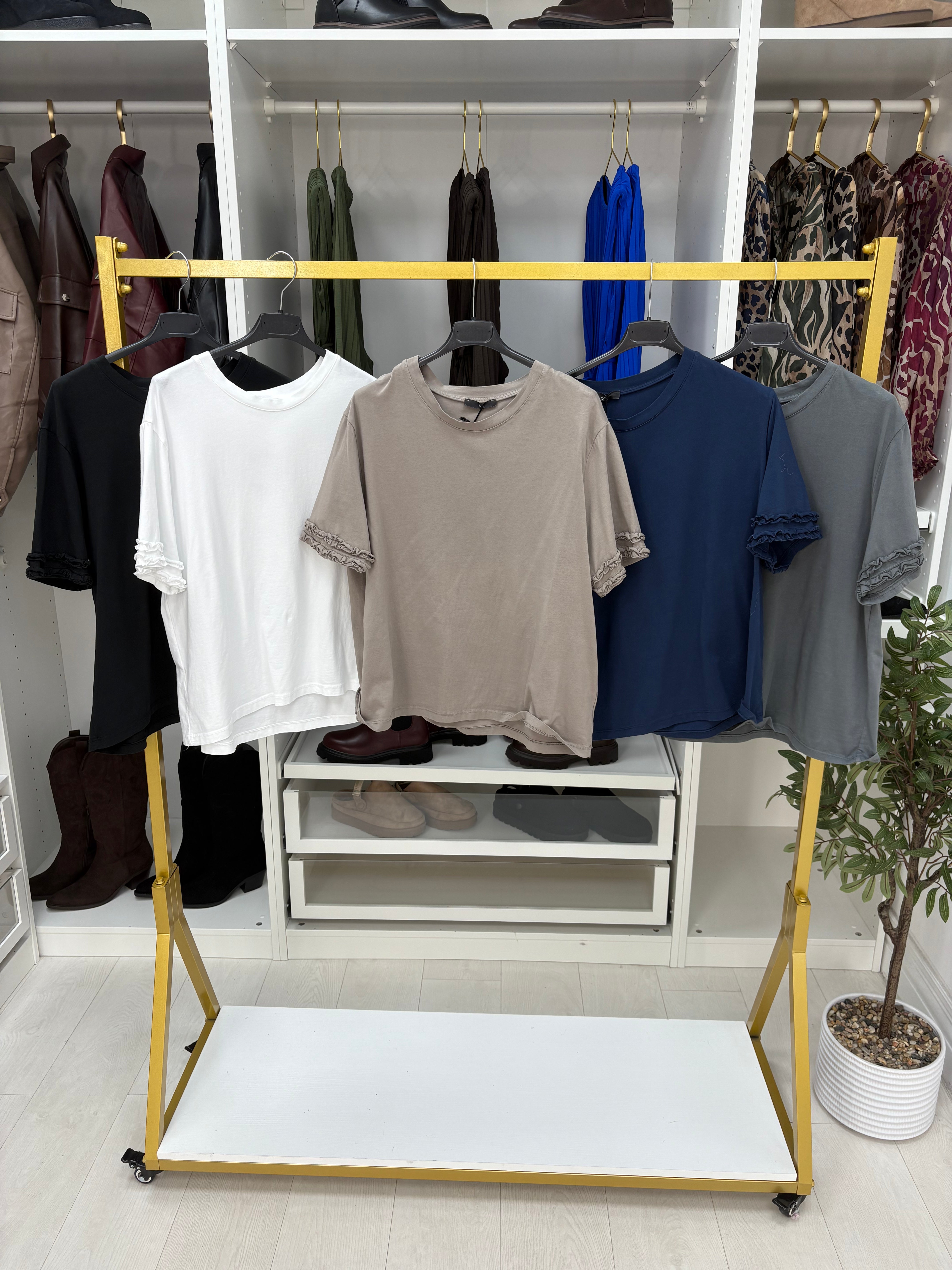 Imalda Plain Ruffle Detail Short Sleeve Top