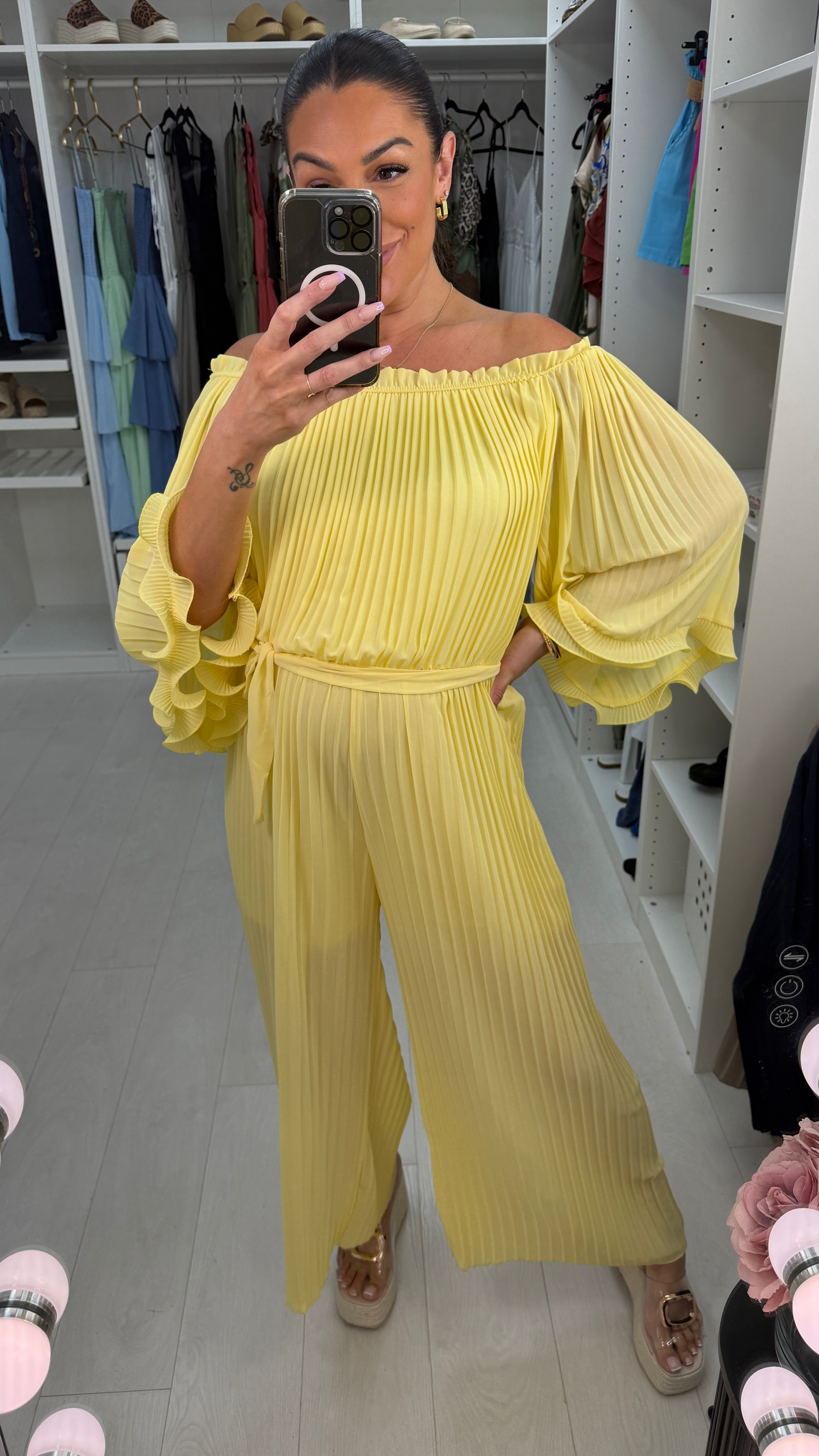 Donella Frill Sleeve Pleat Jumpsuit