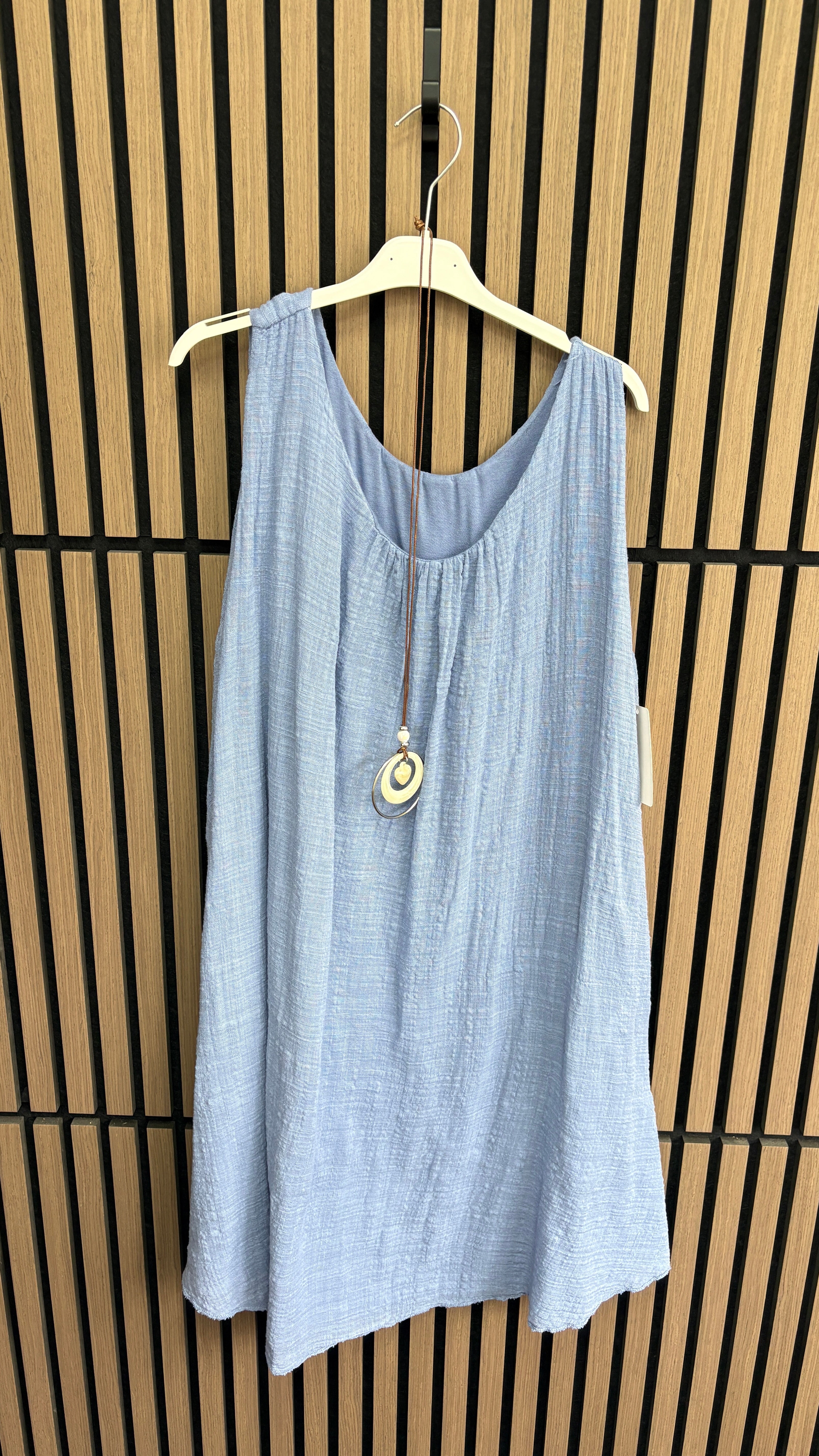Kelice Plain Loose Fit Floaty Midi Necklace Dress