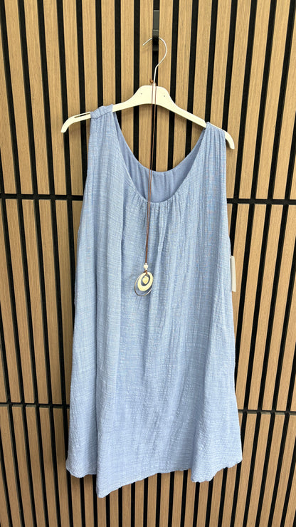 Kelice Plain Loose Fit Floaty Midi Necklace Dress
