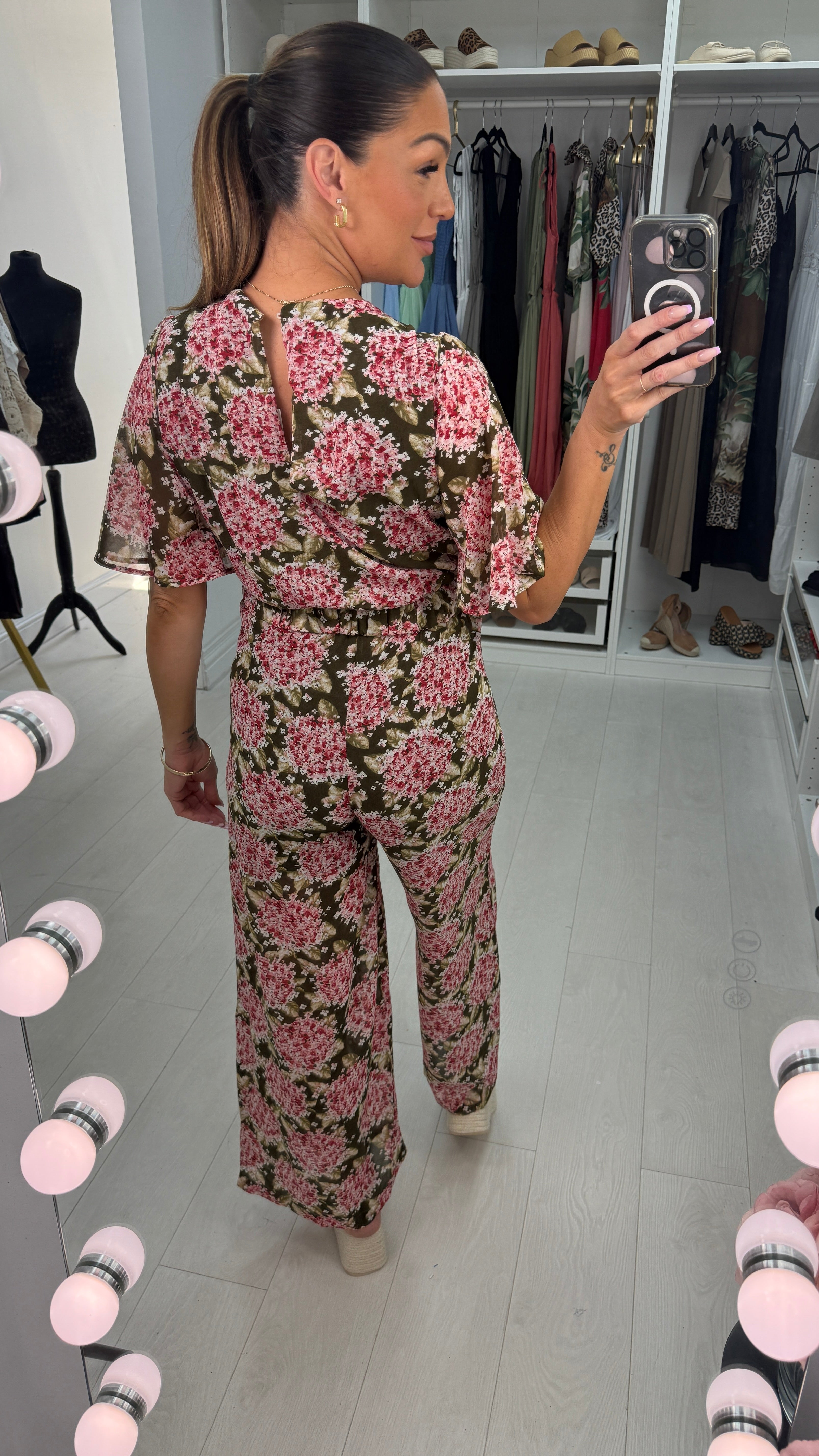 Mariam Floral Print Deep V Neck Jumpsuit