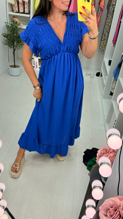 Isabeau Plain Deep V Neck Maxi Dress