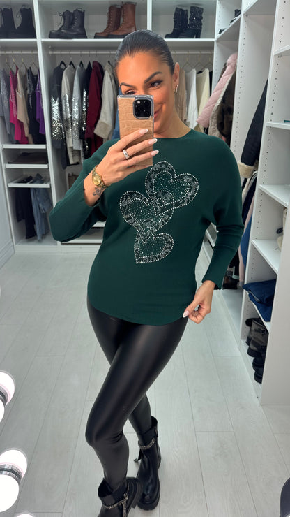 Kara Diamante Heart Detail Knit Jumper