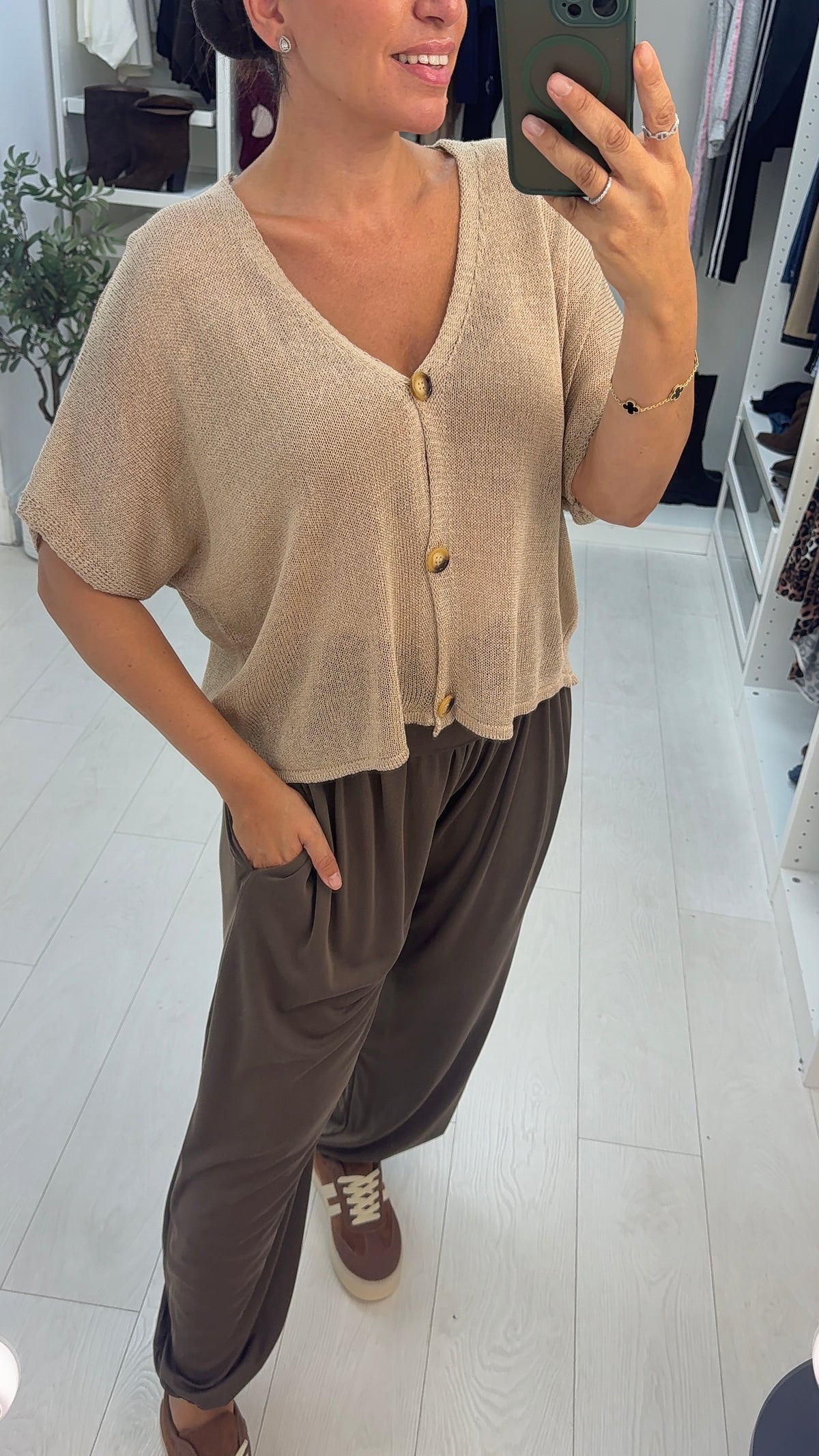 Fabienne Plain Short Sleeve Cardigan