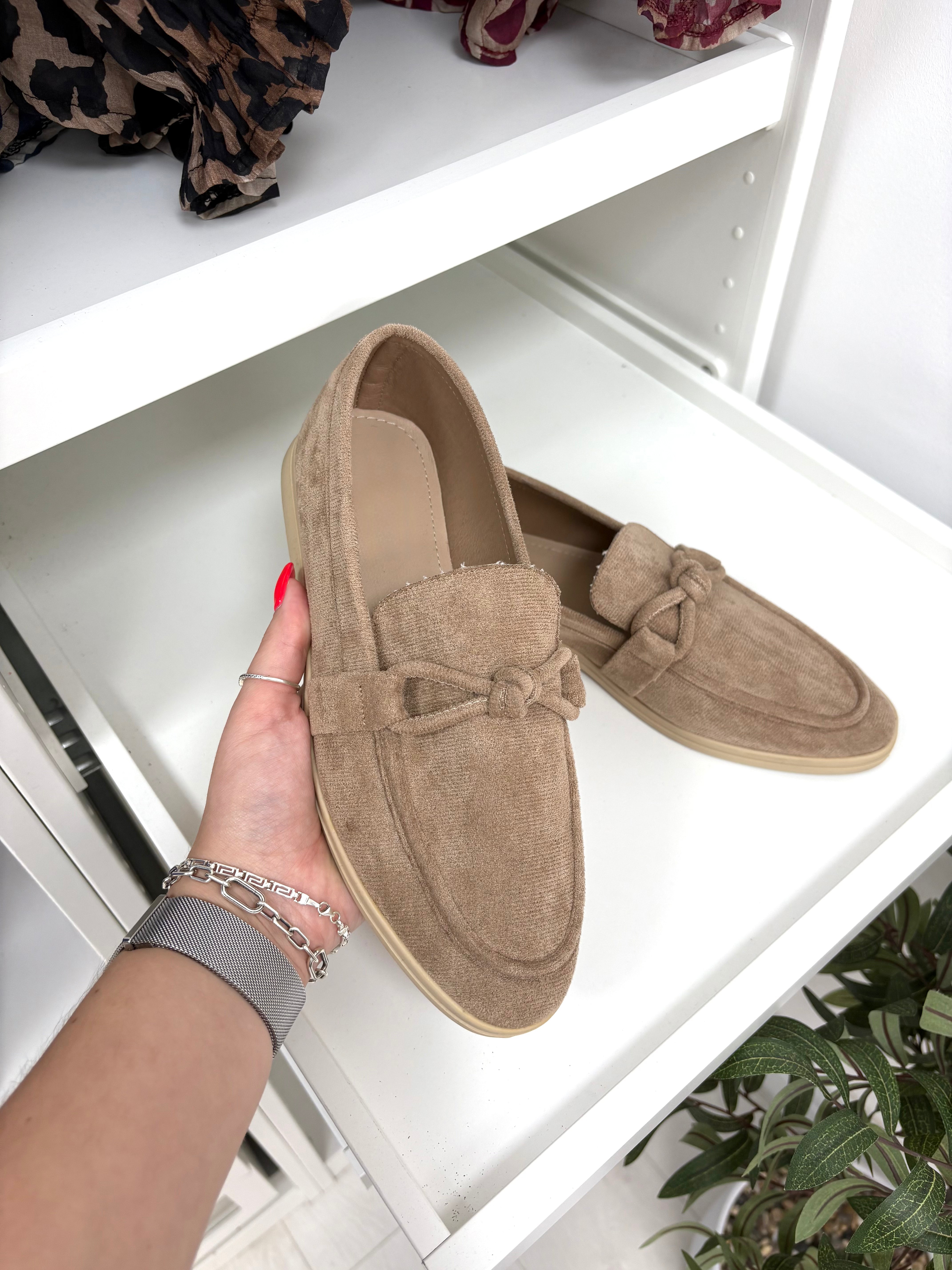 Delaney Faux Suede Knot Detail Loafer