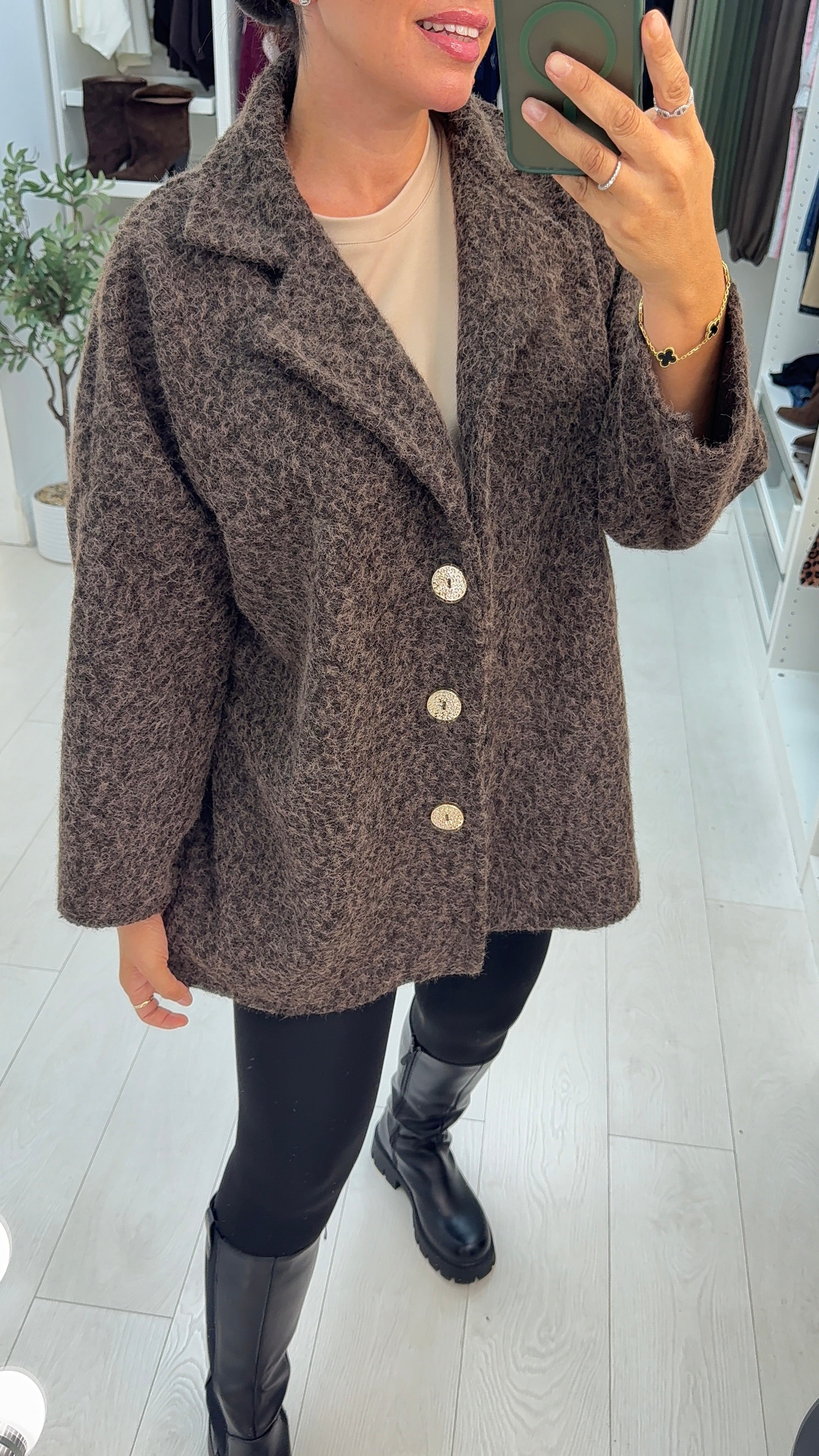 Haylee Textured Button Front Jacket