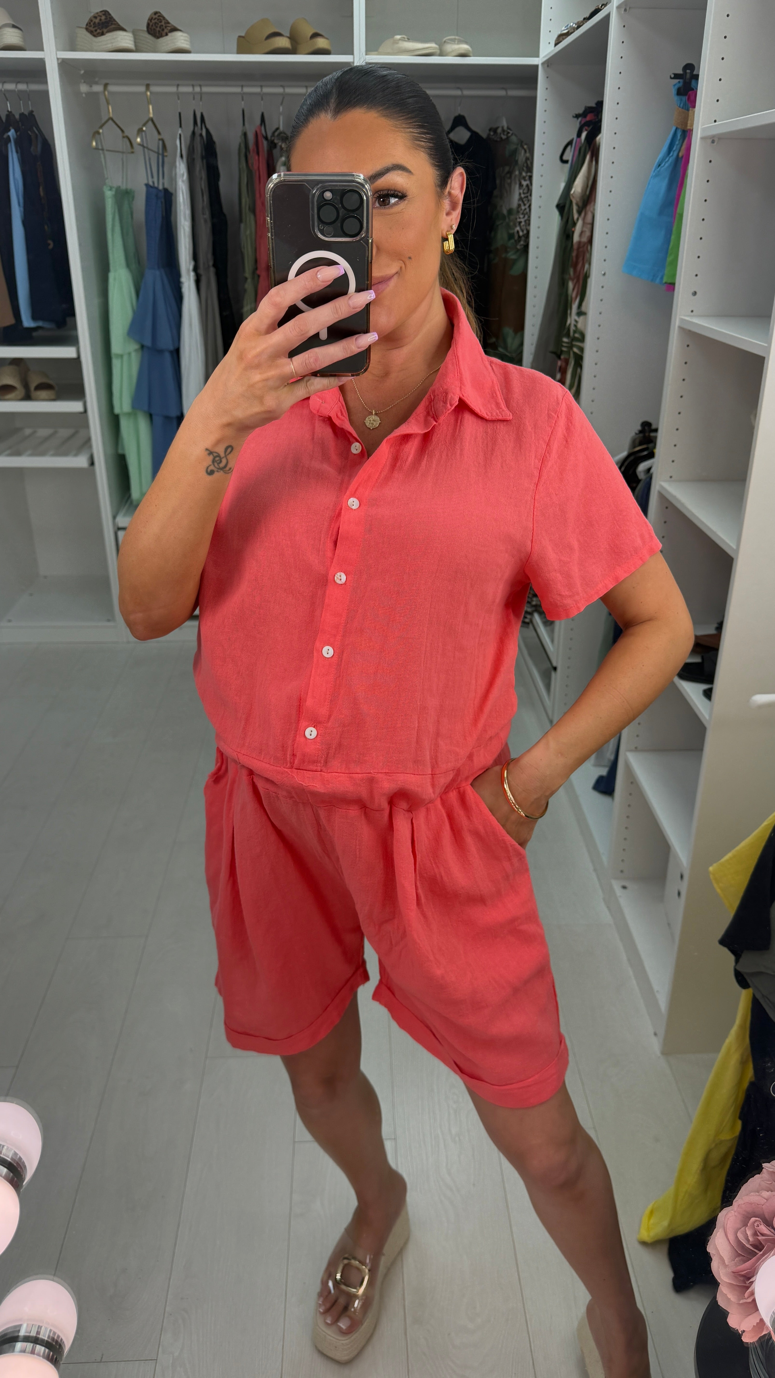 Amelie Plain Adjustable Tie Side Playsuit