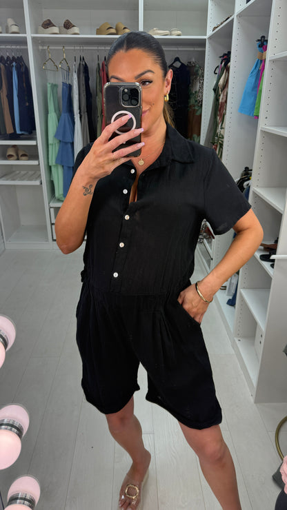 Amelie Plain Adjustable Tie Side Playsuit