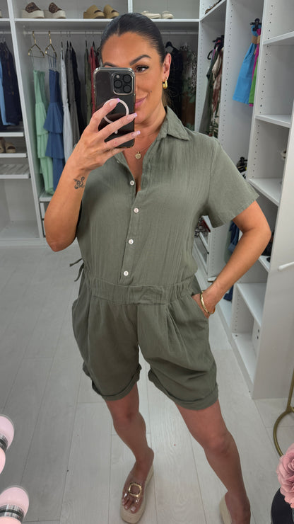 Amelie Plain Adjustable Tie Side Playsuit