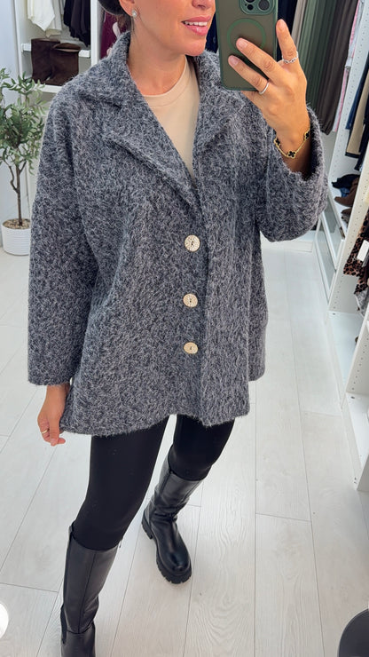 Haylee Textured Button Front Jacket