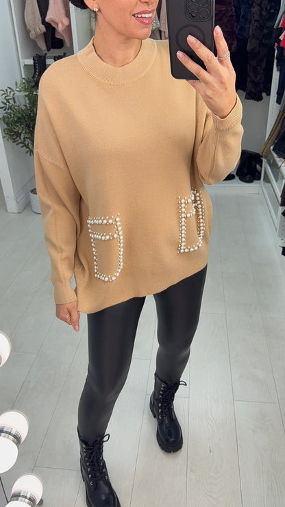 Carolina Plain Pearl Detail Jumper