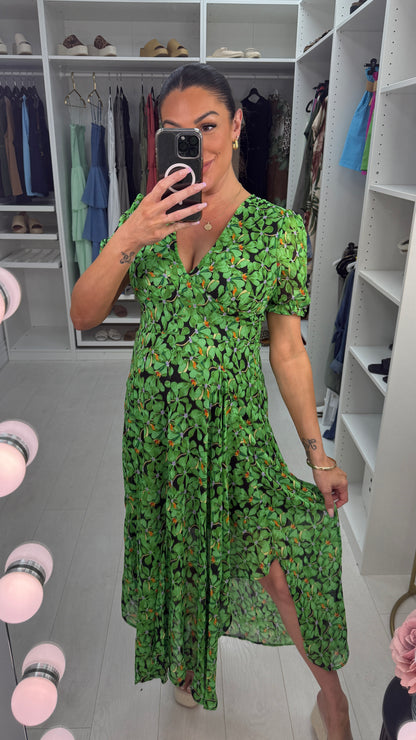 Aiyana Floral Print V Neck Maxi Dress