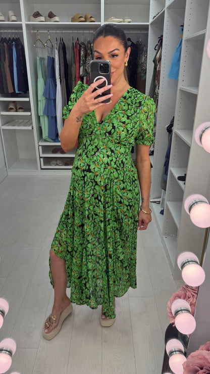 Aiyana Floral Print V Neck Maxi Dress