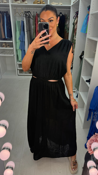 Floriane Plain Cut Out Detail Maxi Dress