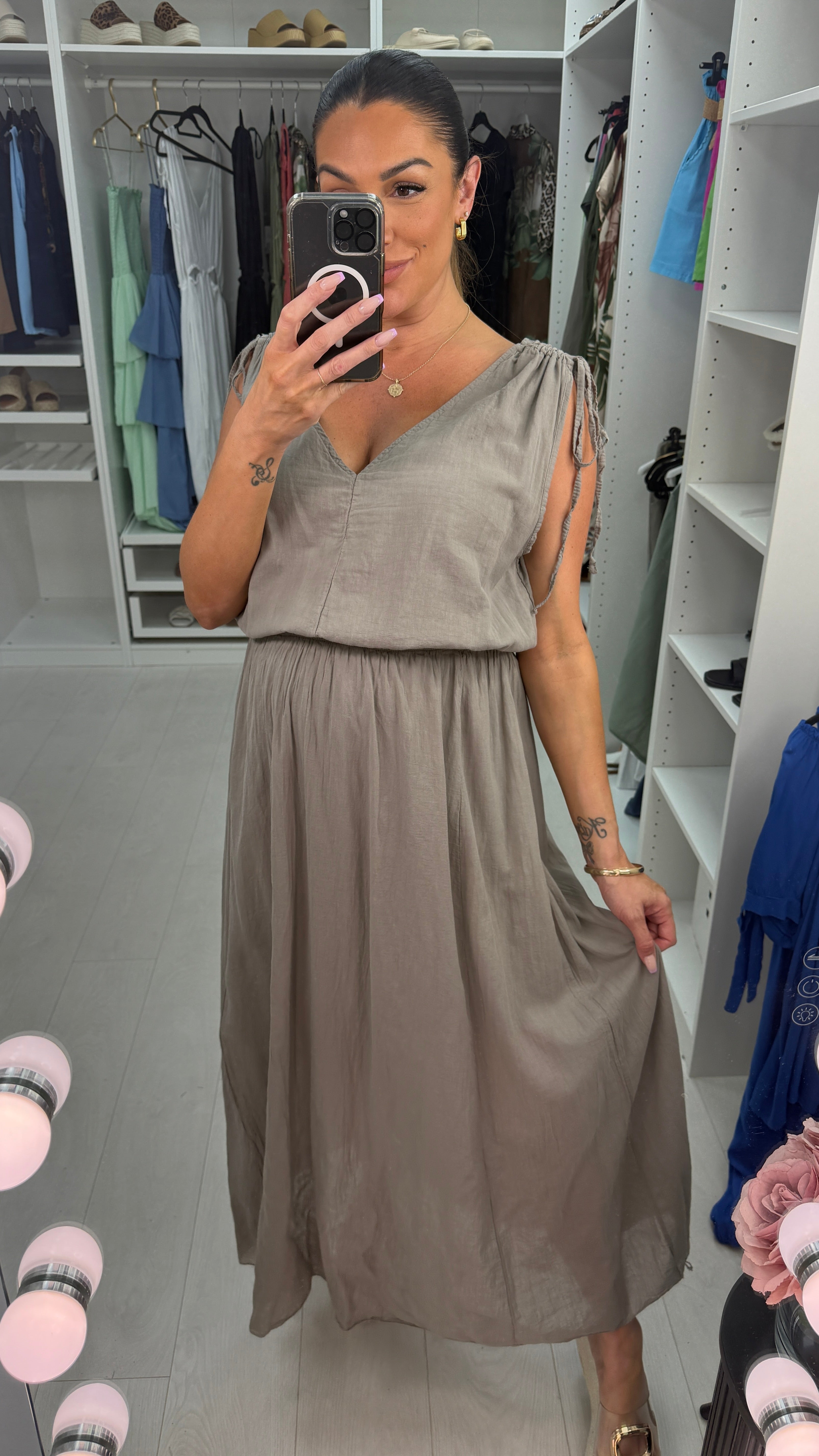 Floriane Plain Cut Out Detail Maxi Dress