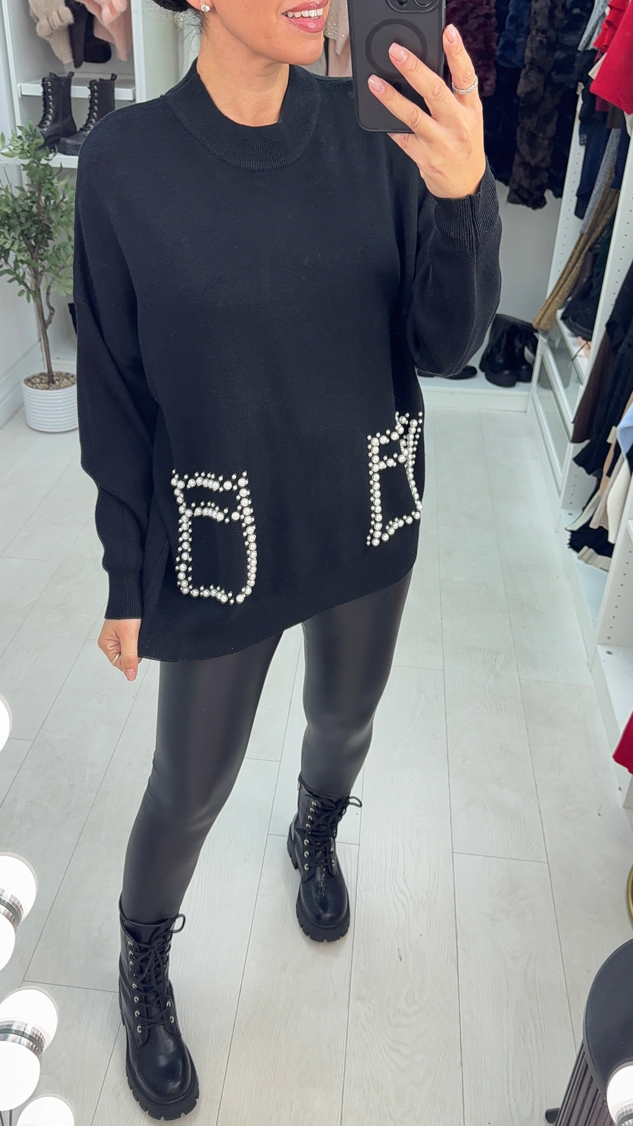 Carolina Plain Pearl Detail Jumper