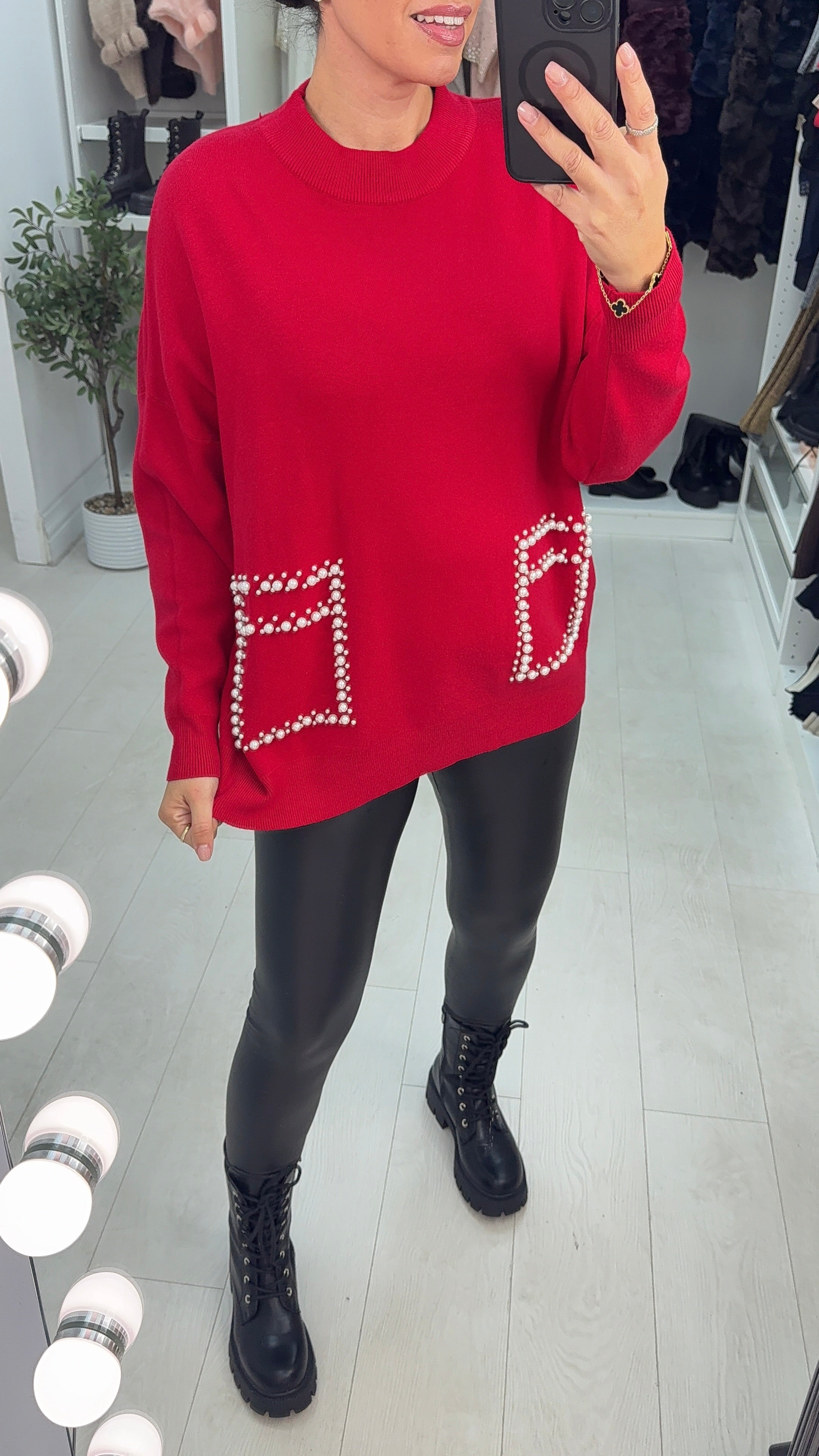 Carolina Plain Pearl Detail Jumper