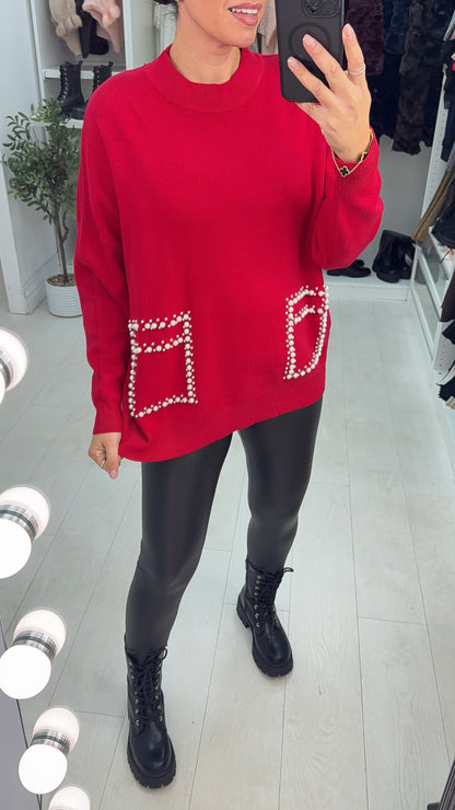 Carolina Plain Pearl Detail Jumper