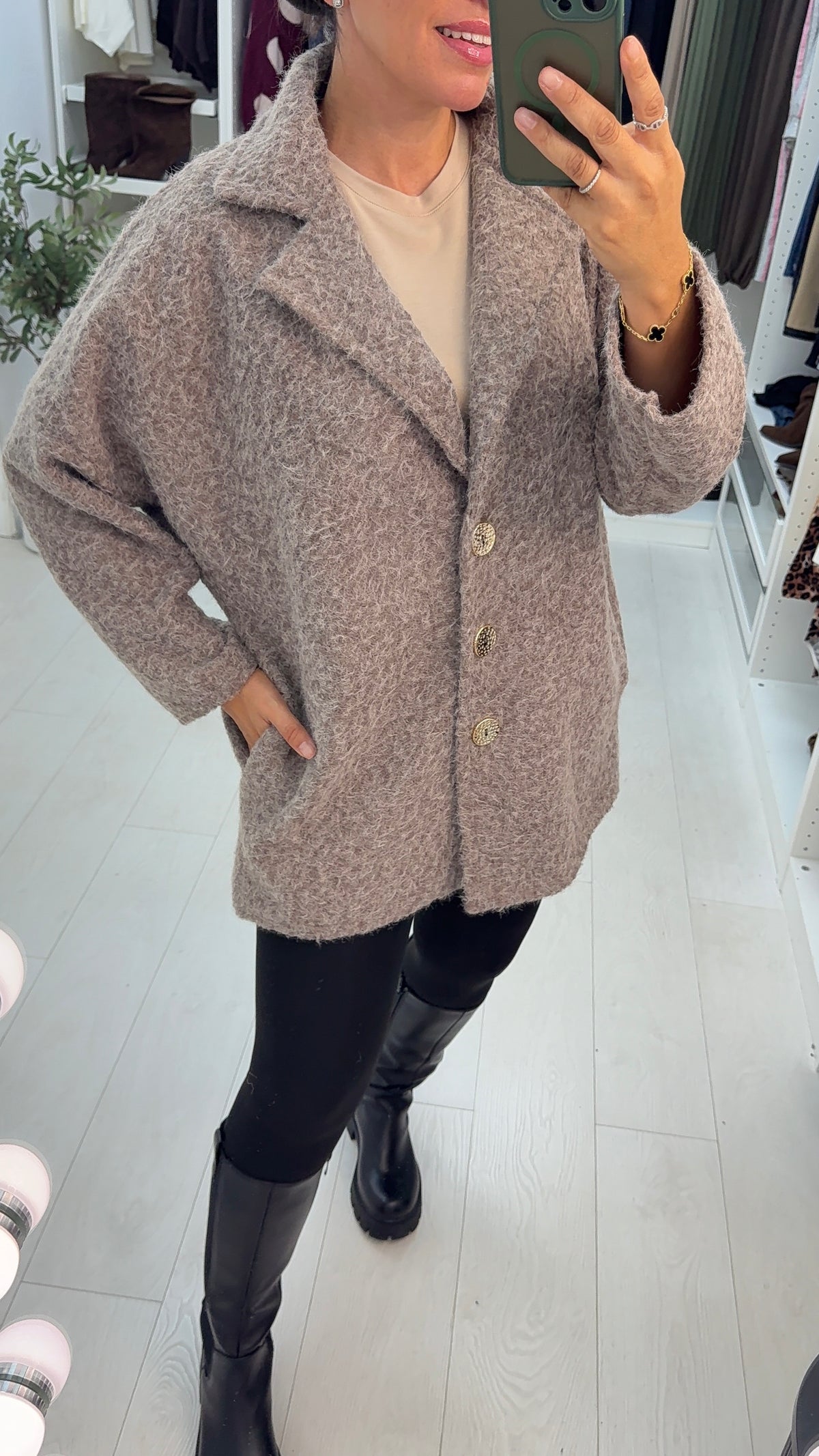 Haylee Textured Button Front Jacket