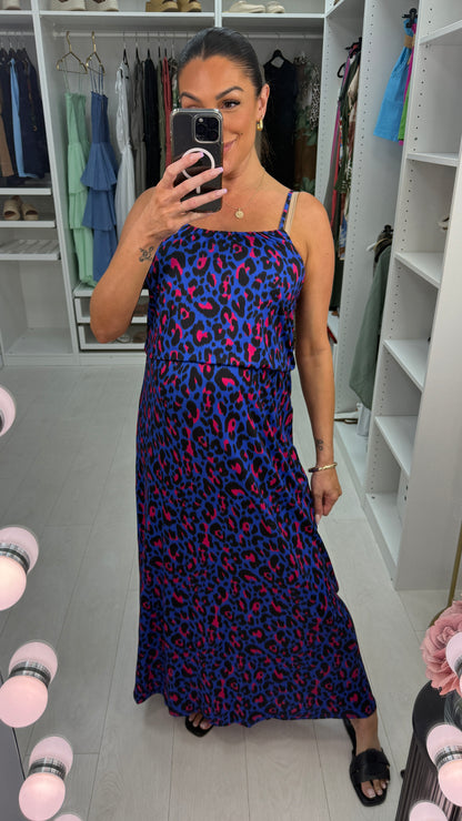 Demaris Leopard Print Strappy Maxi Dress